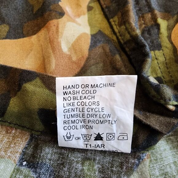 Woolrich Camo Deer Print Shirt Mens L Olive Green Button Long Sleeve Hunting - Picture 10 of 11